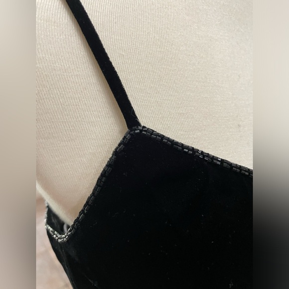 NWT Precious Formals Size 10 Black Velvet Gown with Sheer mid and back and beads - Picture 14 of 15